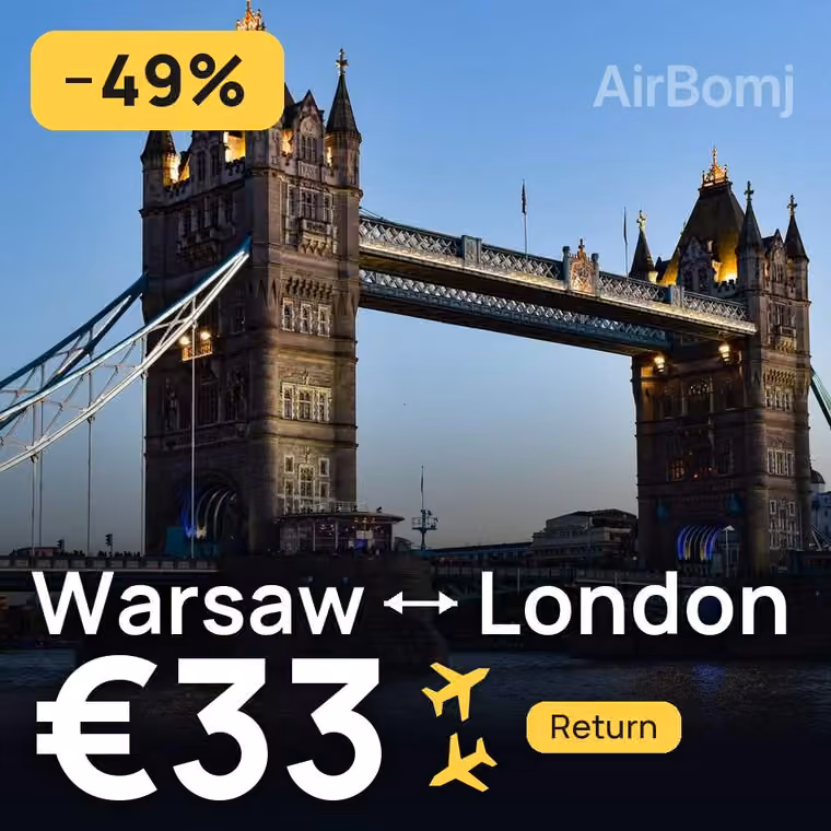 Warsaw → London for €33