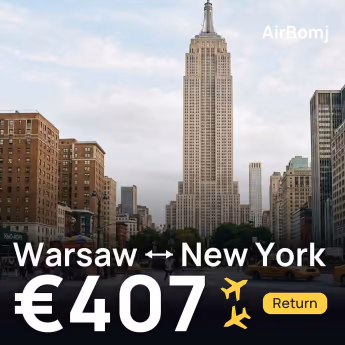 Warsaw → New York for €407