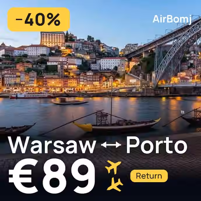 Warsaw → Porto for €89