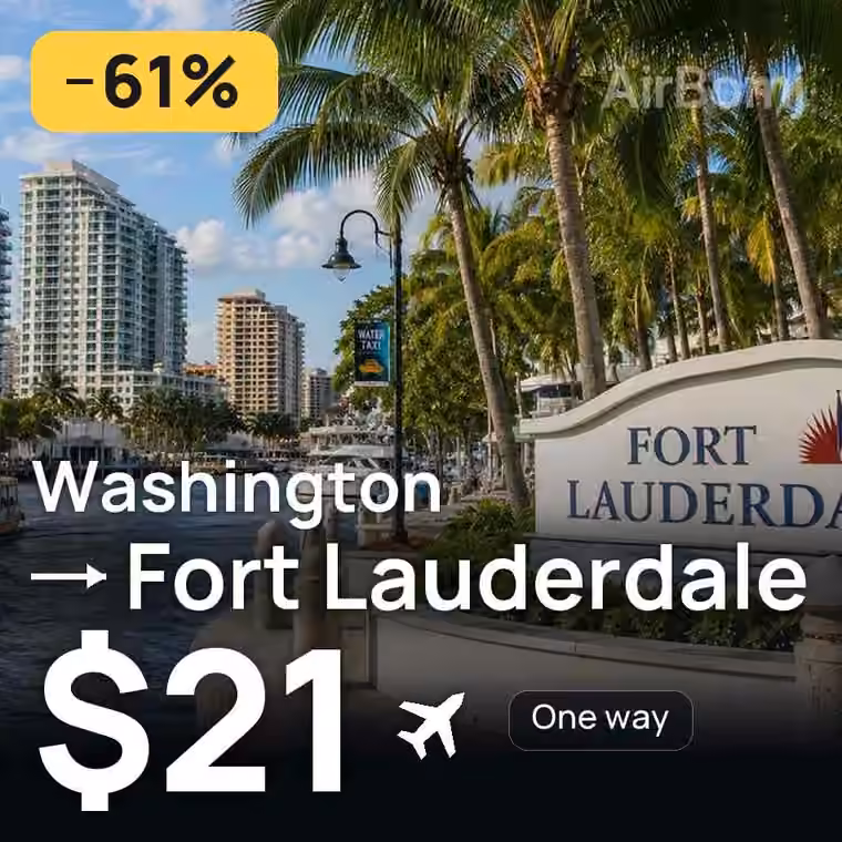 Washington → Fort Lauderdale for $21