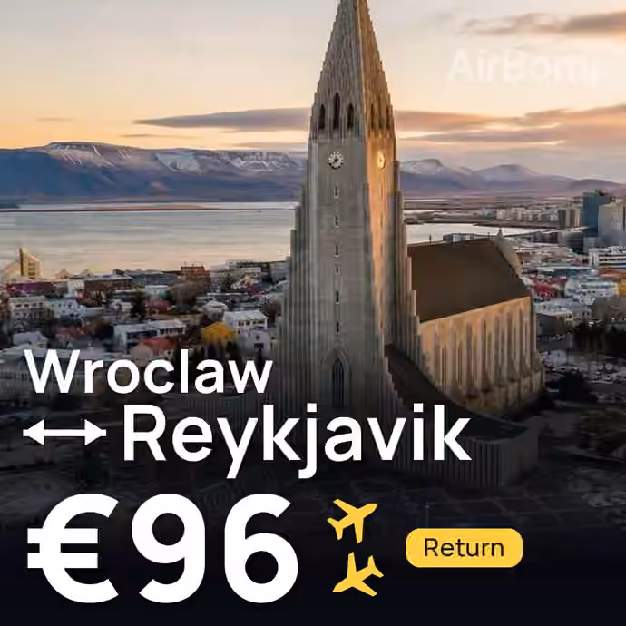 Wroclaw → Reykjavik for €96