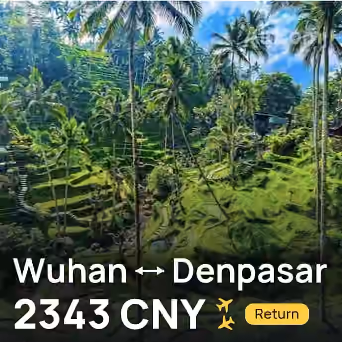Wuhan → Denpasar (Bali) for 2343 CNY