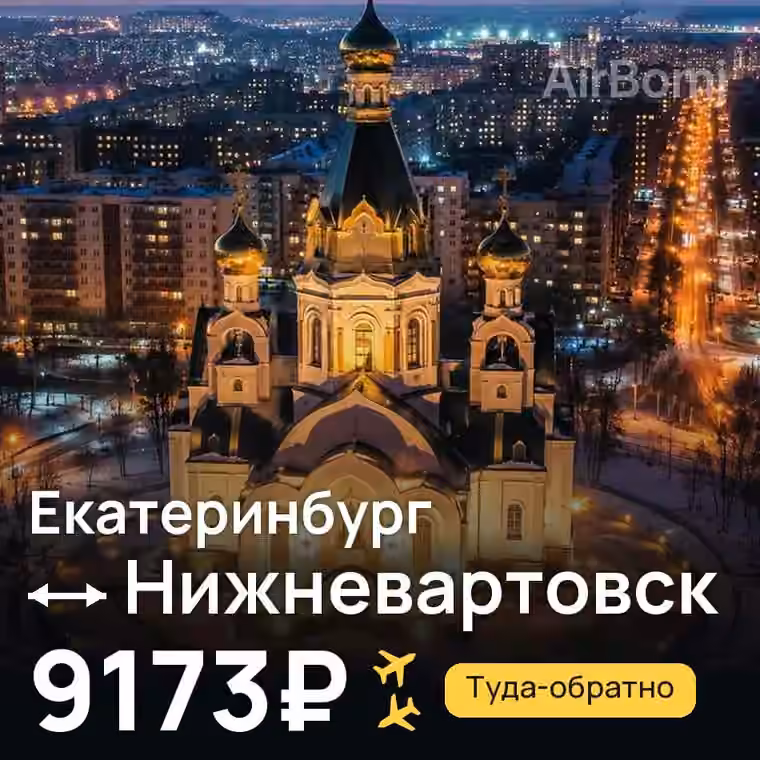Екатеринбург → Нижневартовск за 9173₽