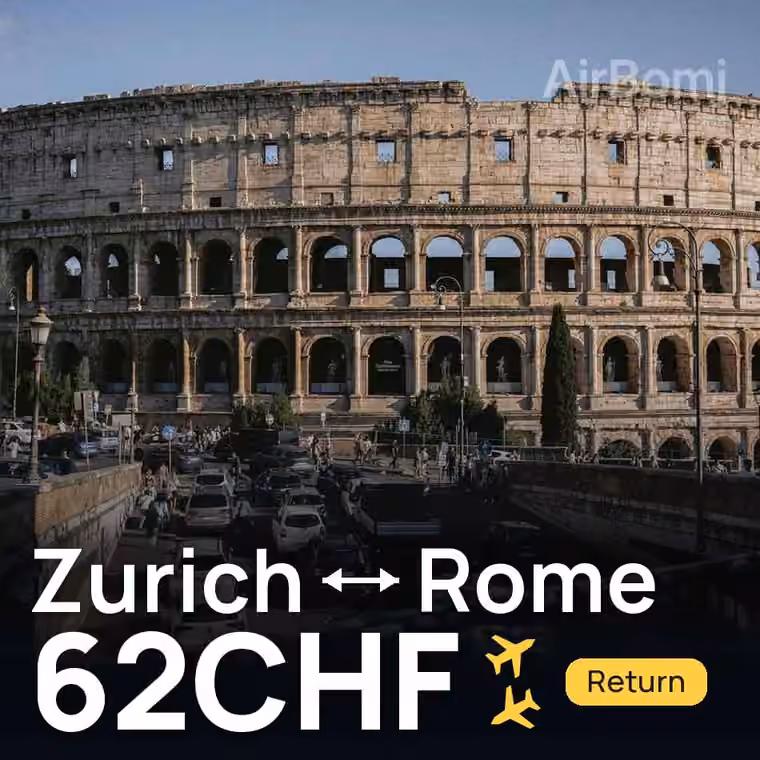 Zurich → Rome for 62 CHF