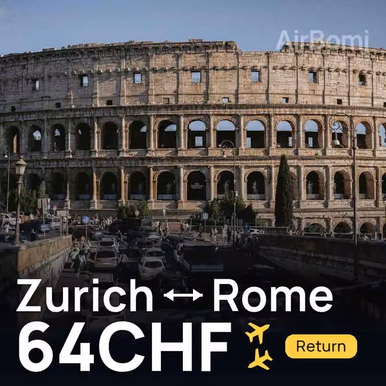 Zurich → Rome for 64 CHF